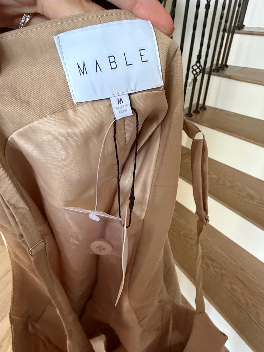 NWT Mable Beige Wide-Leg Pant Set with Button-Front Top (Medium) - Picture 8 of 10